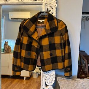 LOFT Mustard and Black Plaid Jacket